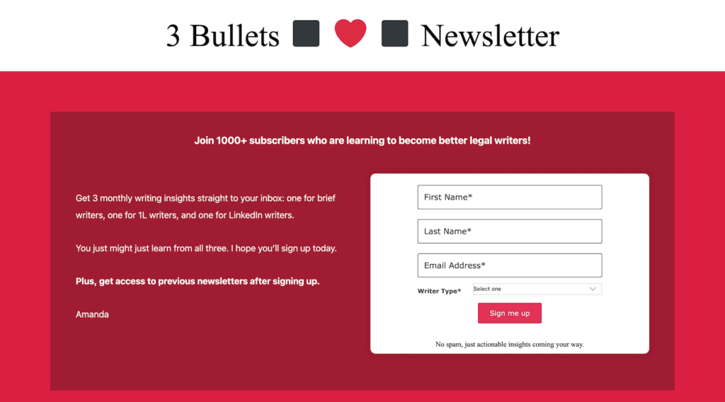 3 Bullets newsletter sign-up