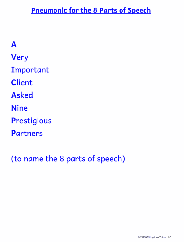 Pneumonic for the 8 Parts of Speech