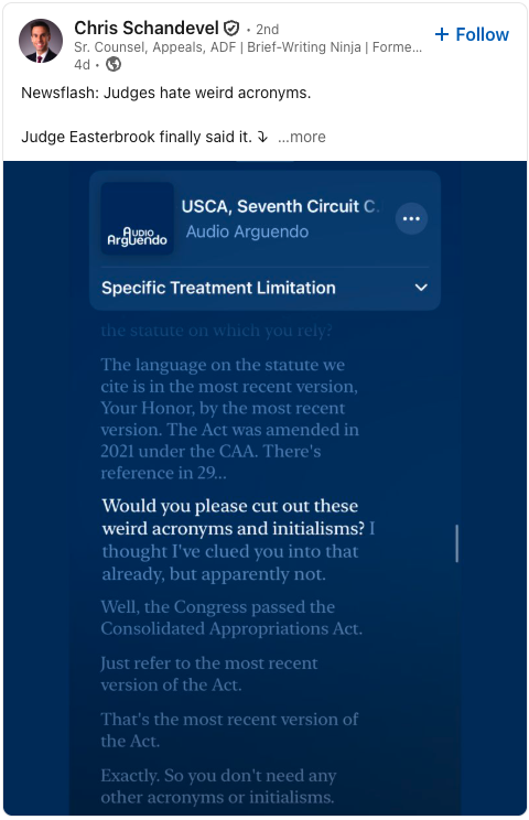 Chris Schandevel LinkedIn post