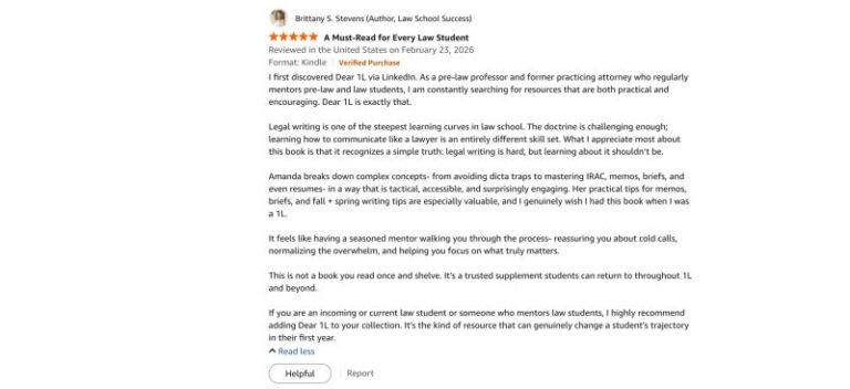 Dear 1L book review from Brittany S. Stevens