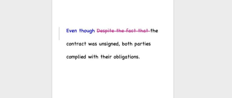 example not to write despite the fact that